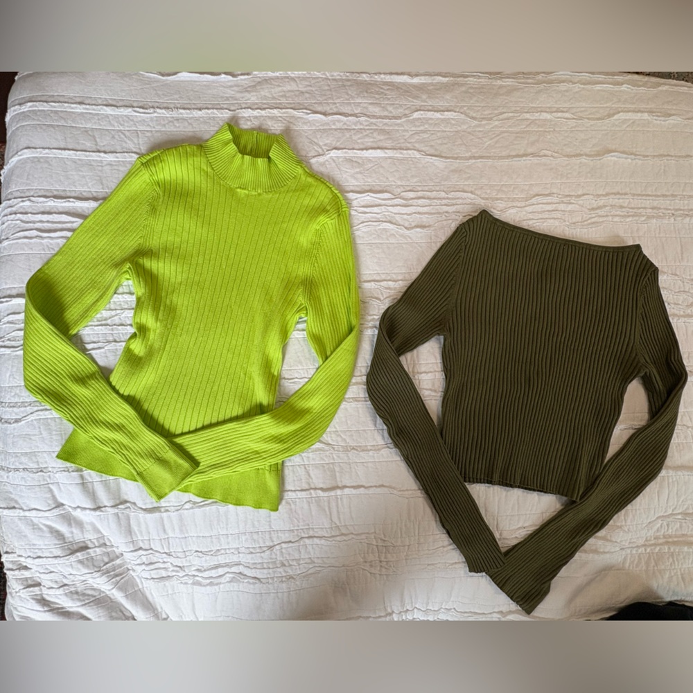 H&M Neon Green and Olive Sweater Set
